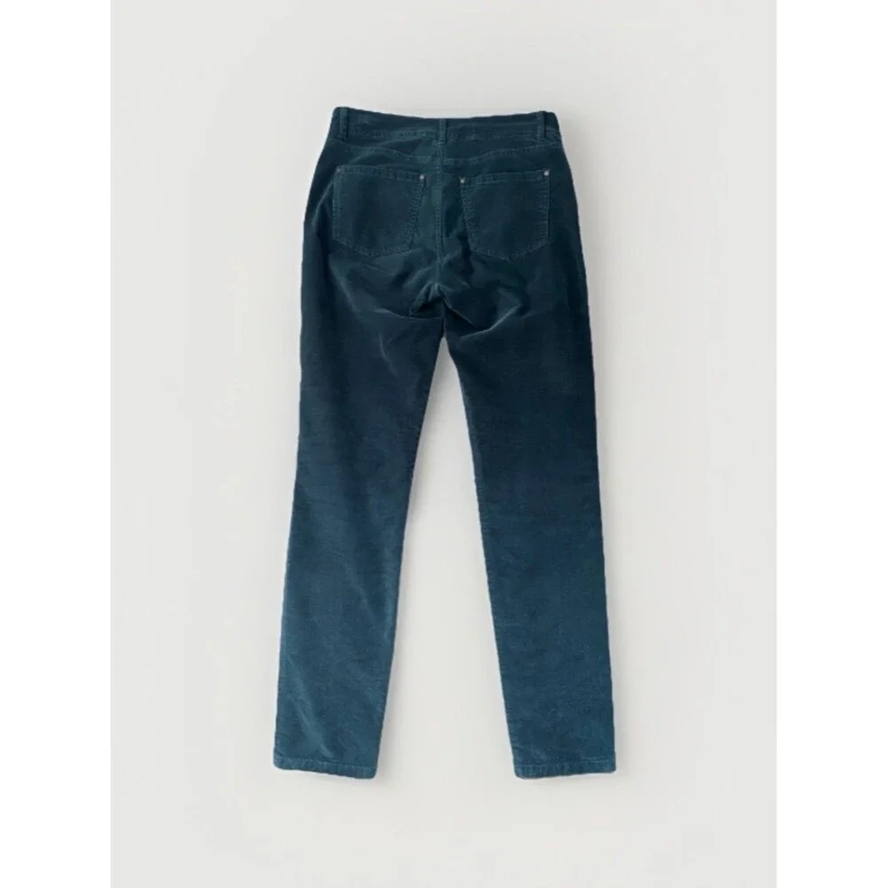 Peruvian Connection Zoe Velveteen Jeans Teal Blue Womens 4 High Rise Slim Pants